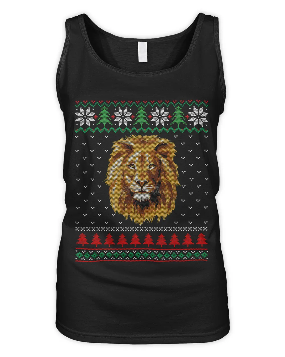 Lion Gift Wildlife Ugly Christmas Sweater Women's Tank Top black s