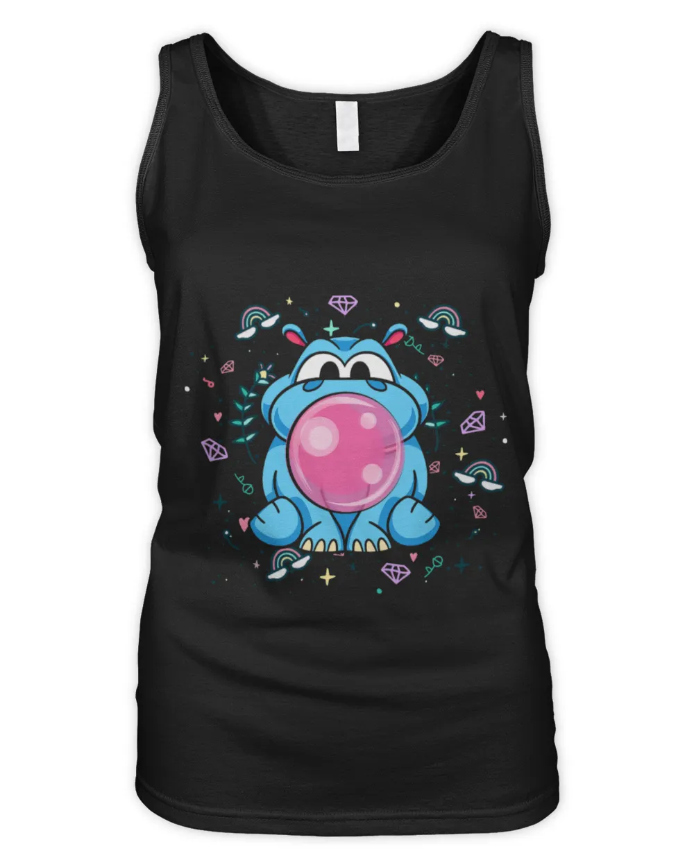 Hippo Pet Funny Zoo Animal Lover Rainbow Pink Bubblegum Hippo