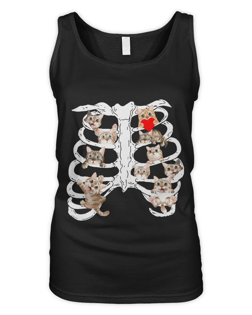 Halloween Cat Lover heart Skeleton
