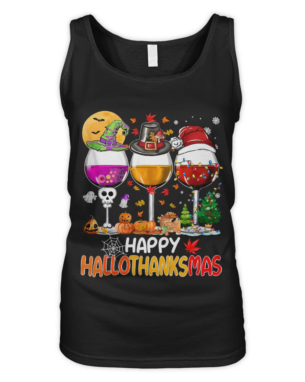 Wines Glass Thankgiving Funny Happy Hallothanksmas29