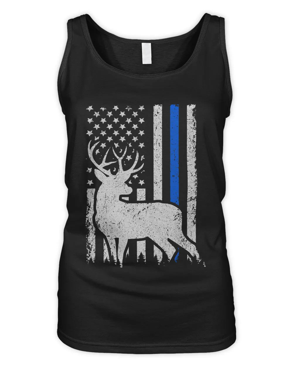 Patriotic Law Enforcement Blue Line Flag Deer Hunting