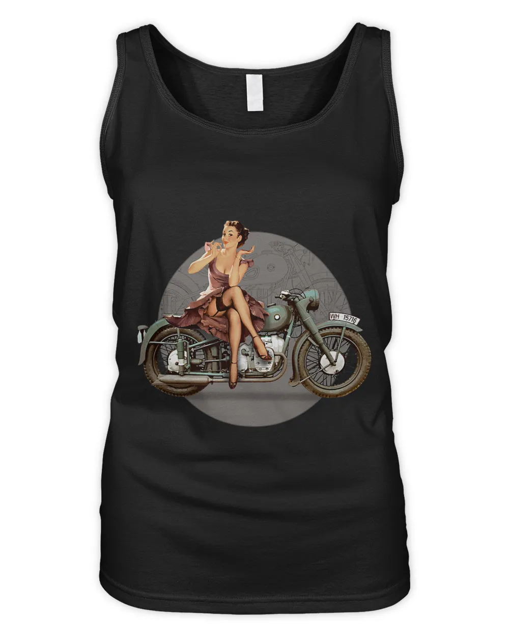 Pin up girl 1940s motorcycle retro poster WWII