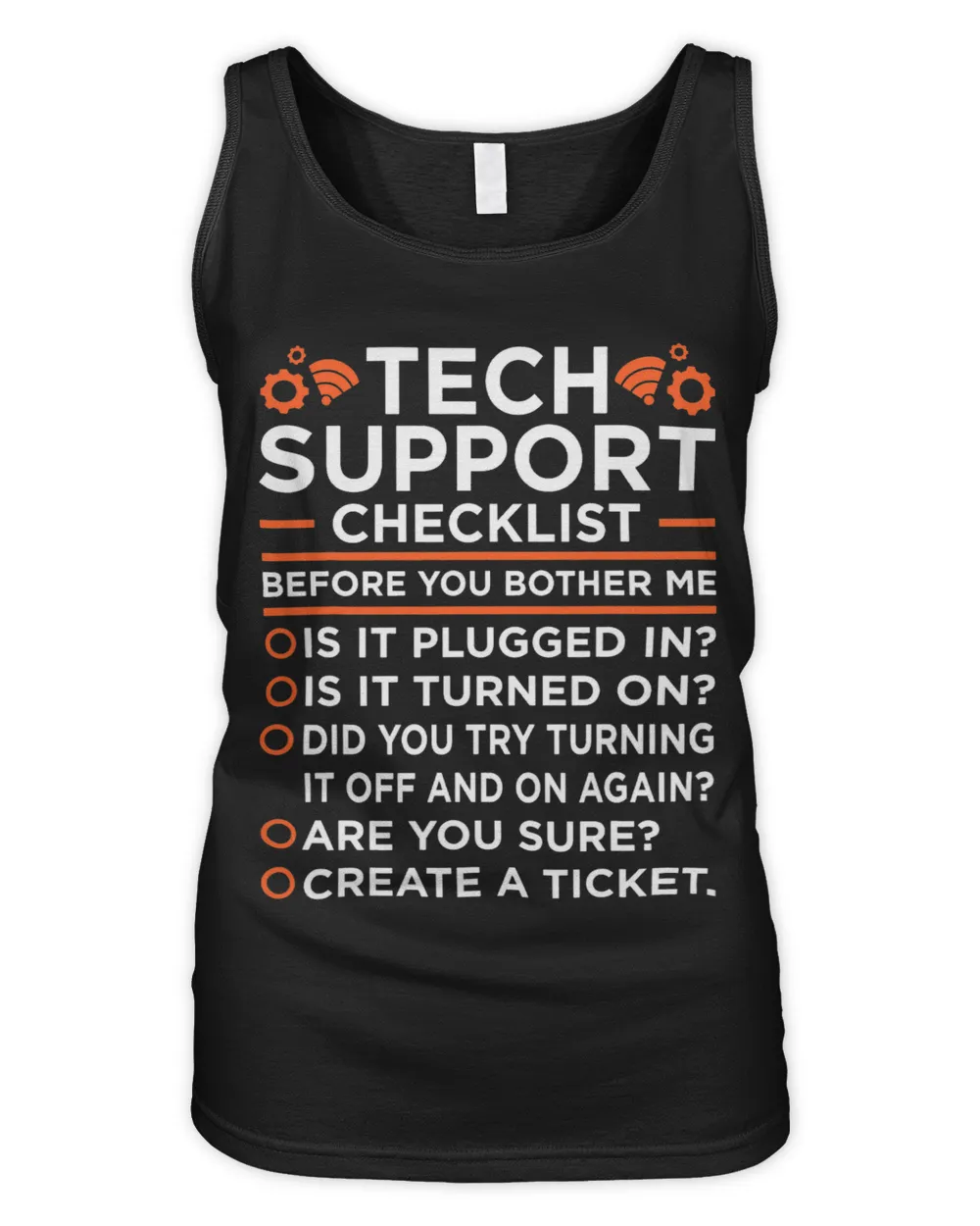 Technical Support Checklist Computer IT Programmer Graphic Women's Tank Top black s