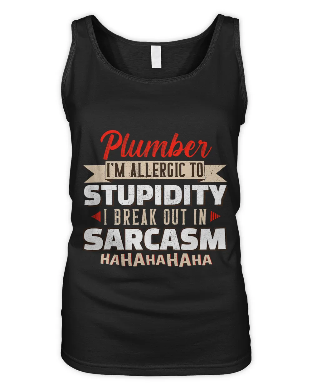 Allergic To Stupidity Sarcasm Plumber Heating Engineer Women's Tank Top black s
