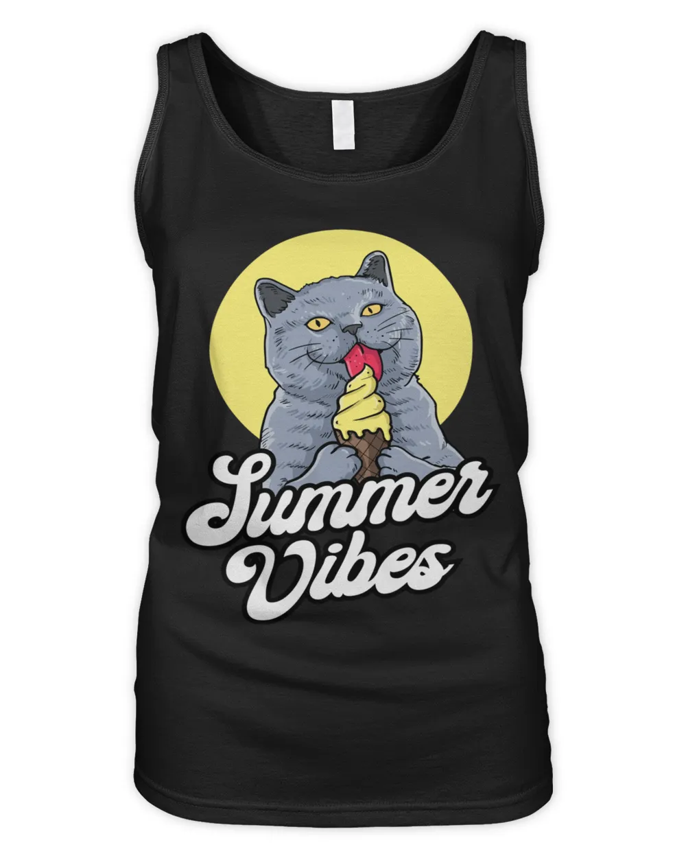 Summer Vibes Cat Tees Women's Tank Top black s