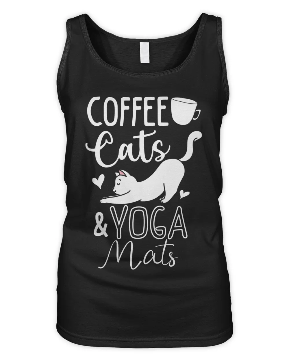 Coffee Cats and Yoga Mats, Cat Lover Mom Gift Yoga Workout Shirt T-Shirt