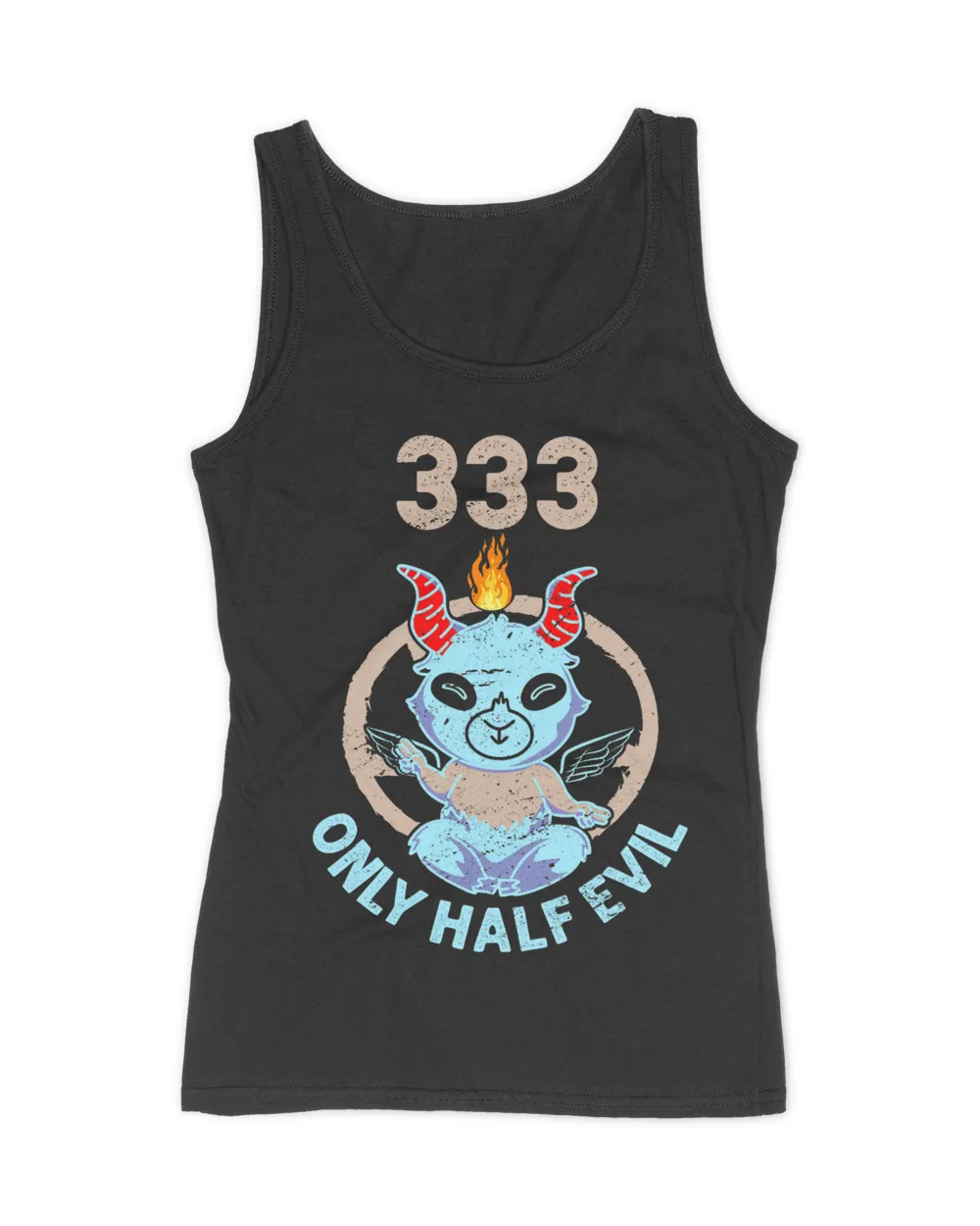 333 Only Half Evil Funny Goat Pentagram Lover Halloween Fan