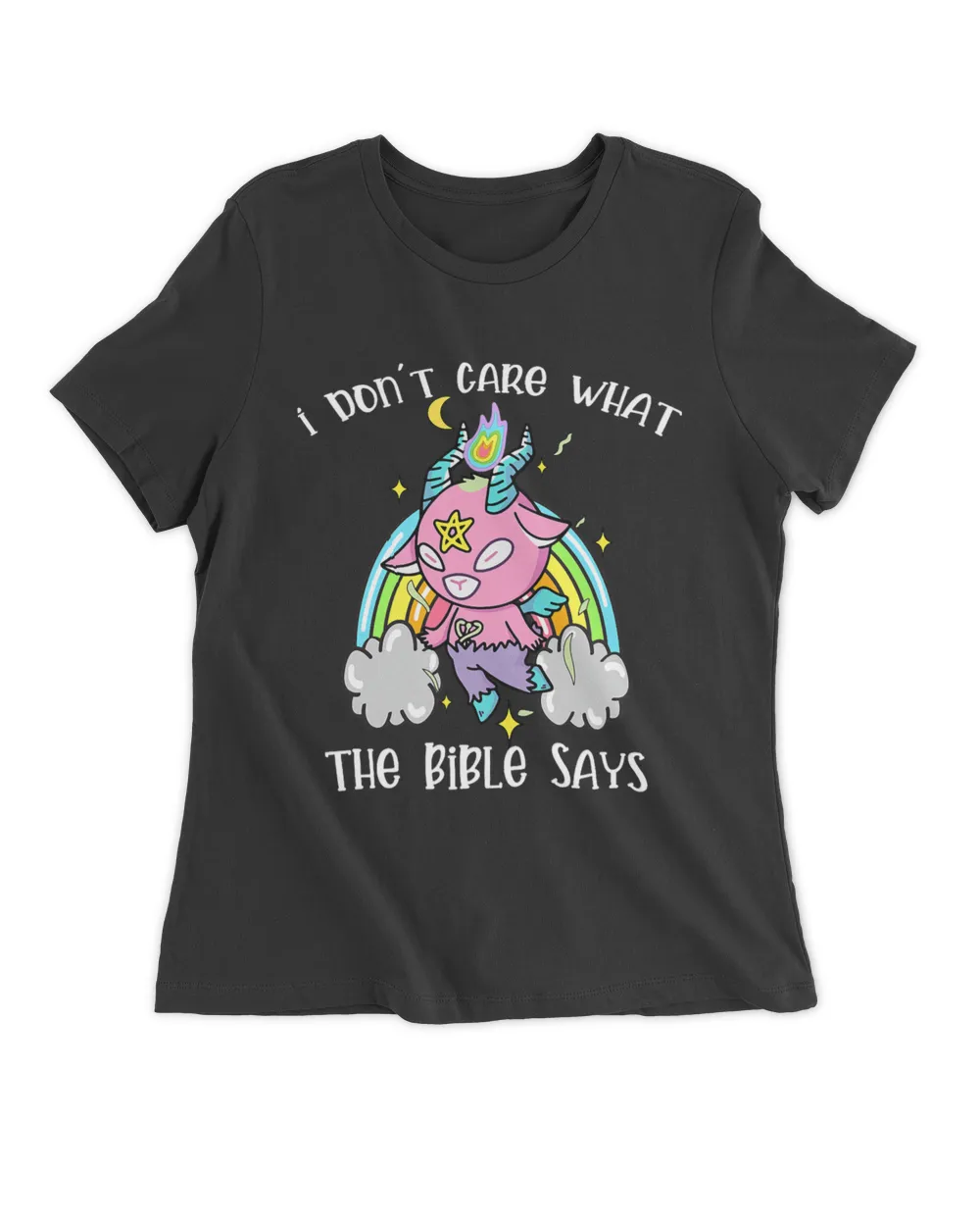 Funny I Dont Care What Bible Says Cute baby goat Rainbow