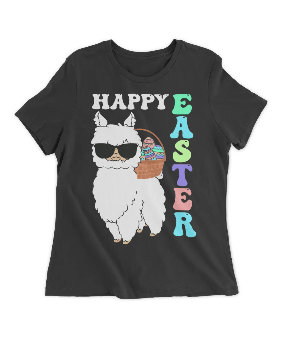Kids Happy Easter Llama With Bunny Ears Funny Egg Boys Girls