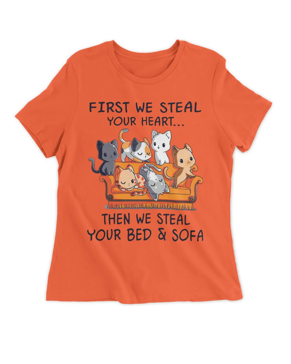 cat first we steal your heart then we steal your bed and sofa QTCAT261222A3