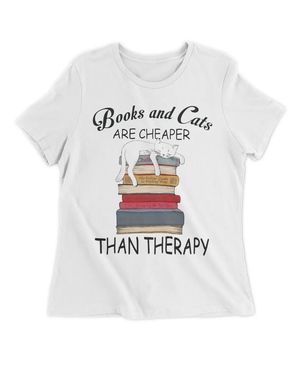 Books And Cats Are Cheaper Than Therapy QTCAT191222A6