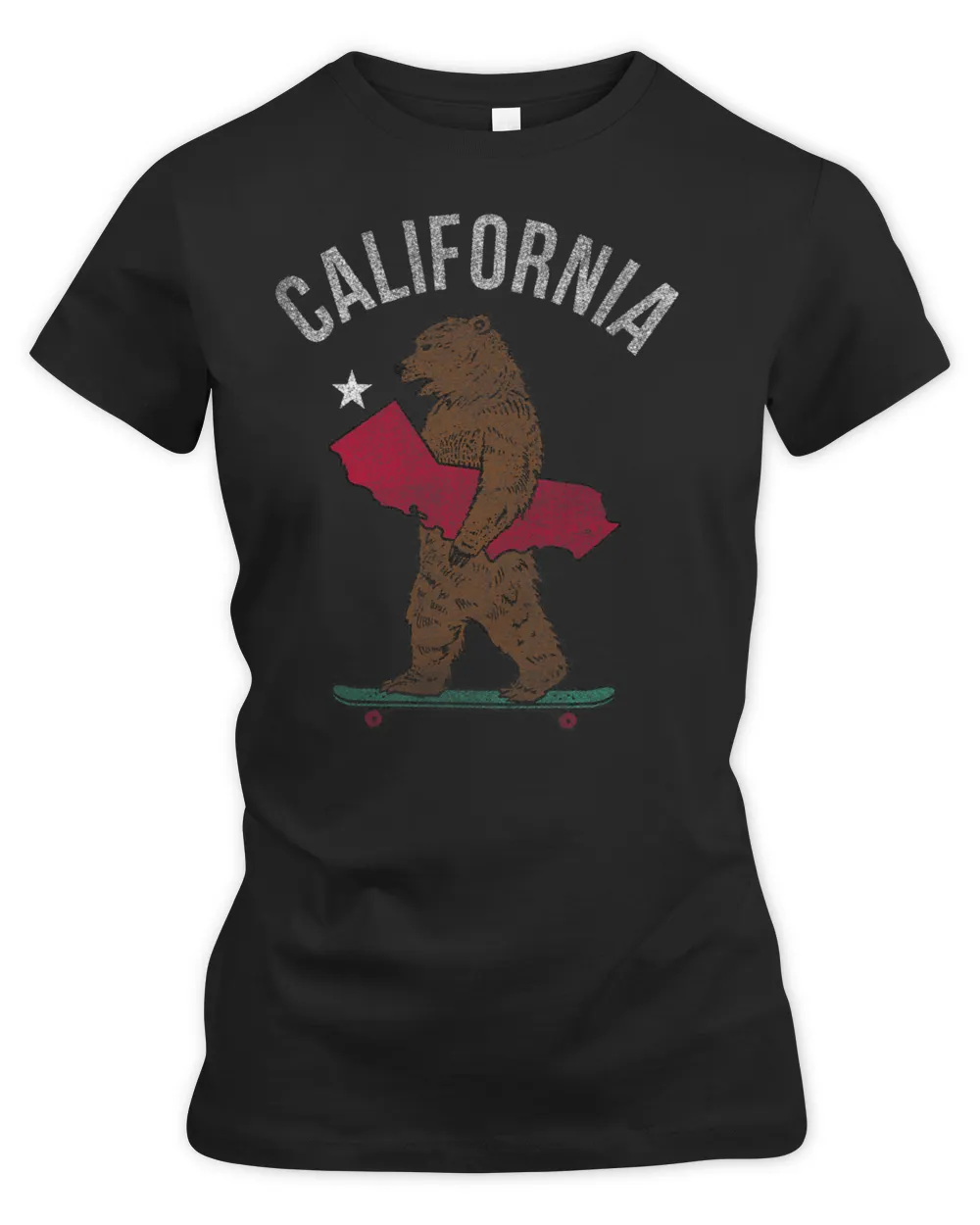 Skateboarding Cali Bear Holding State Graphic