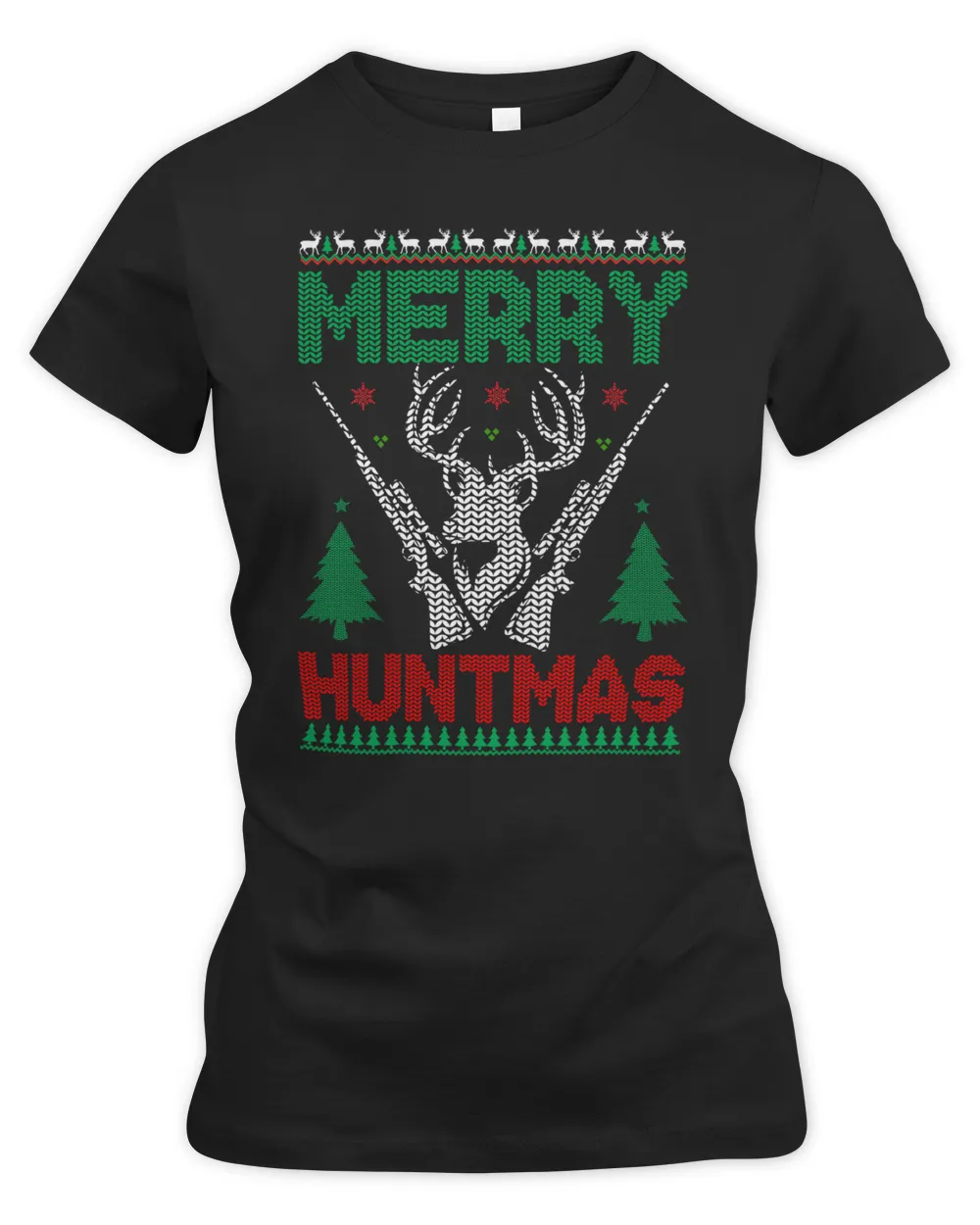 Merry Huntmas Women's Premium Slim Fit Tee black s