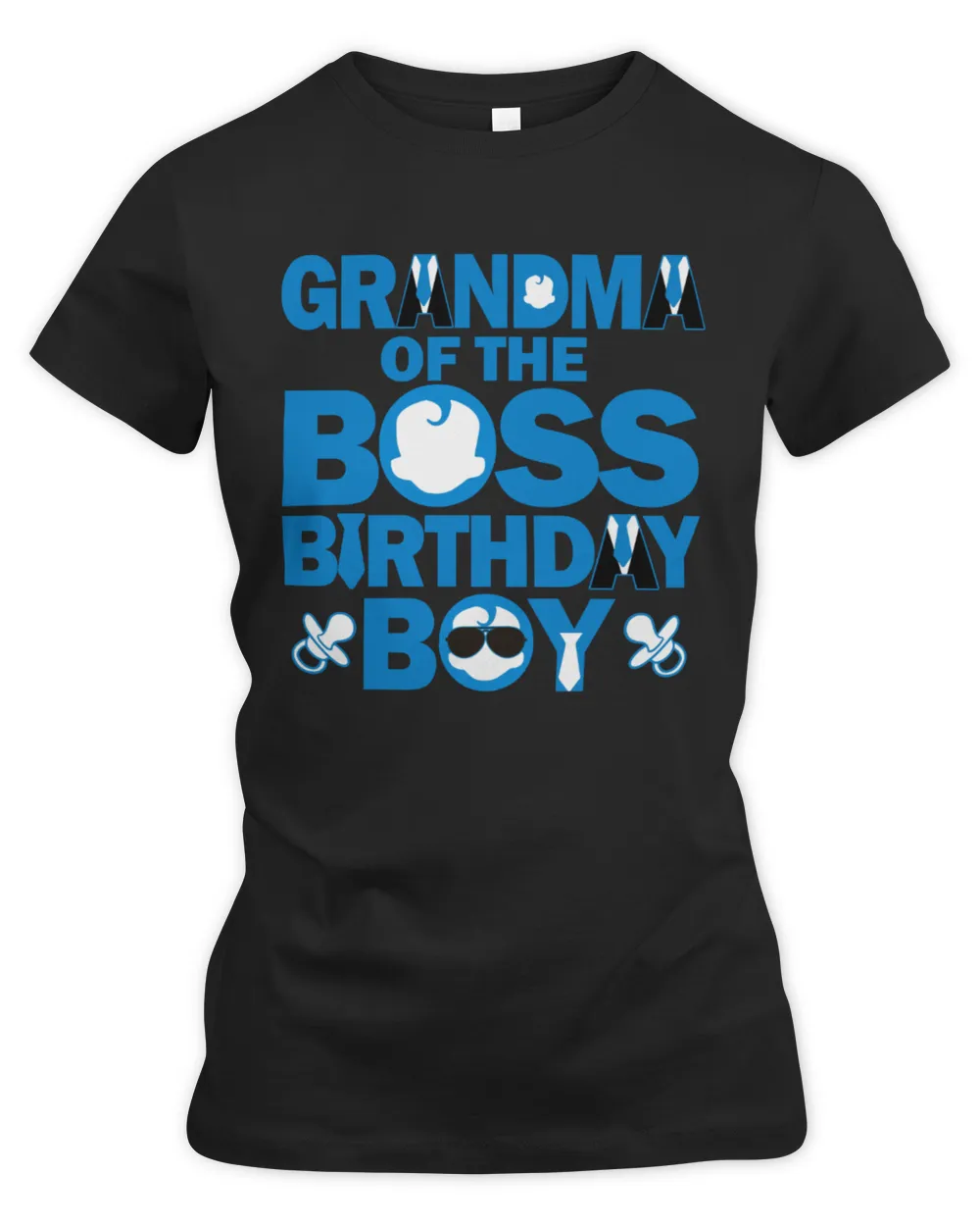 Grandma Of The Boss Birthday Boy Women's Premium Slim Fit Tee black s