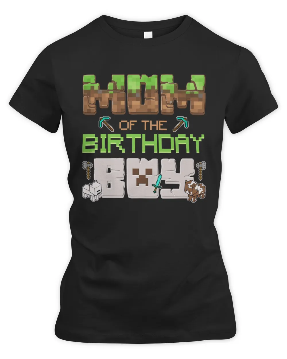 Mom Of The Birthday Boy Minecraft Women's Premium Slim Fit Tee black s