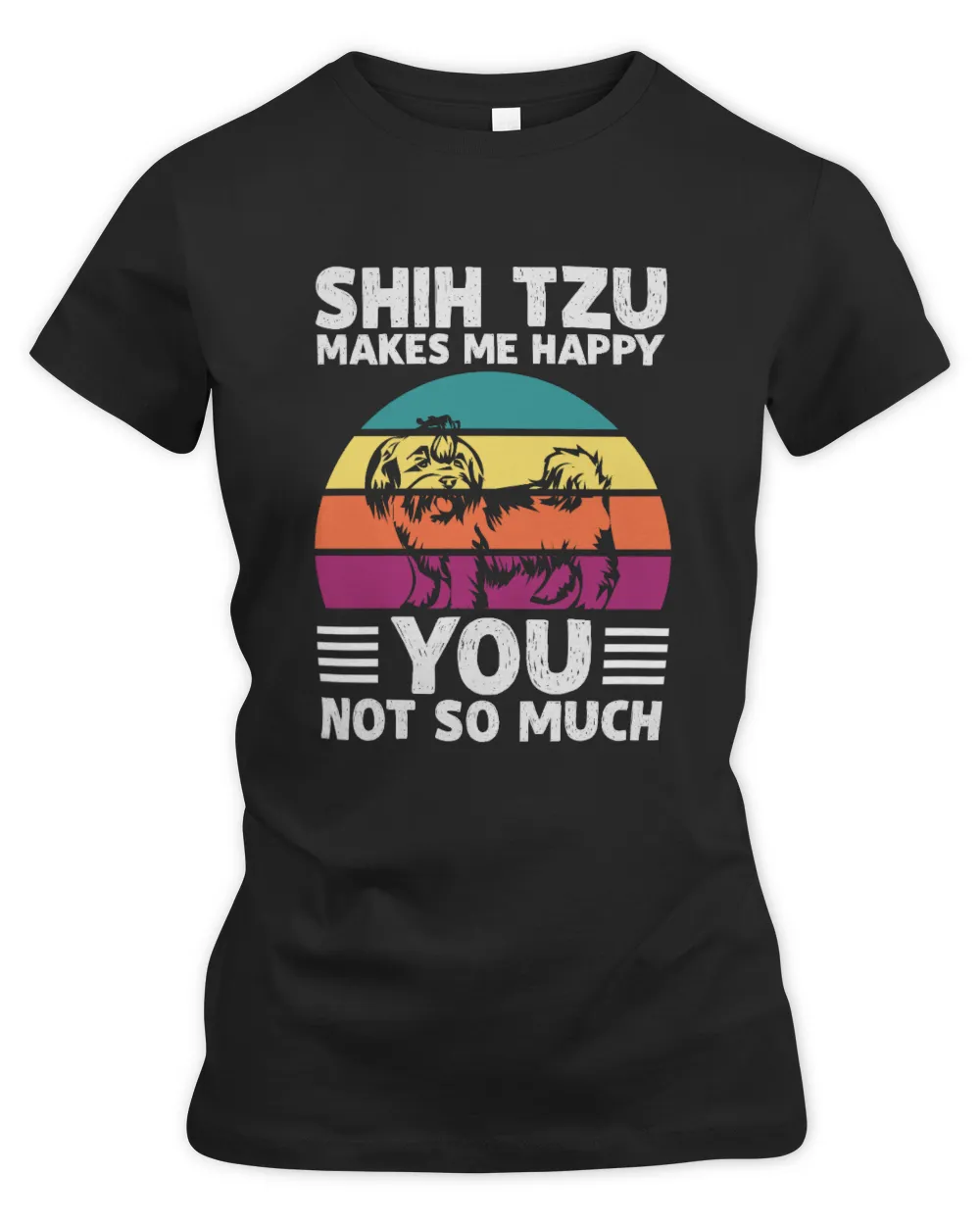 SHIH-TZU MAKES ME HAPPY Women's Premium Slim Fit Tee black s