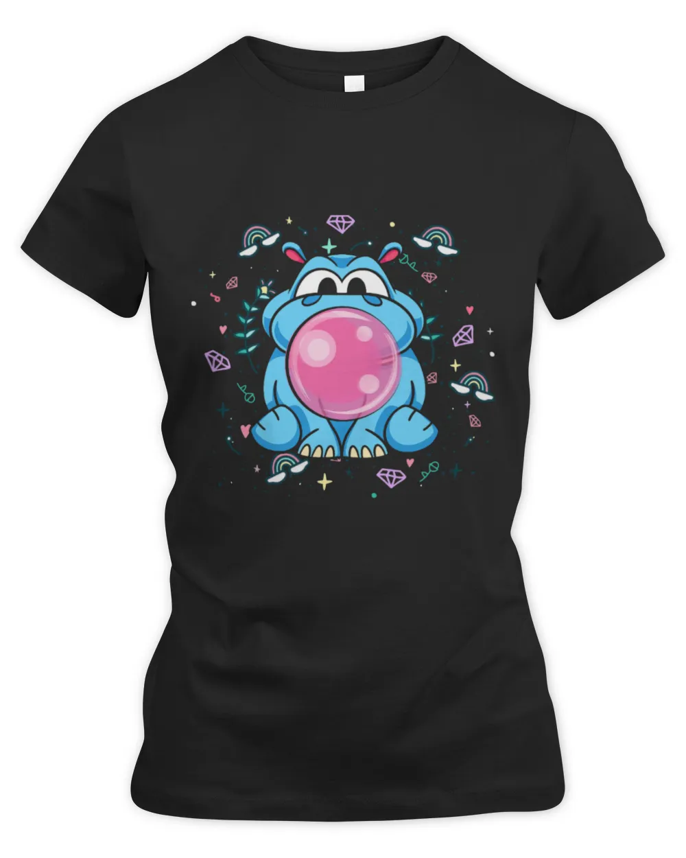 Hippo Pet Funny Zoo Animal Lover Rainbow Pink Bubblegum Hippo