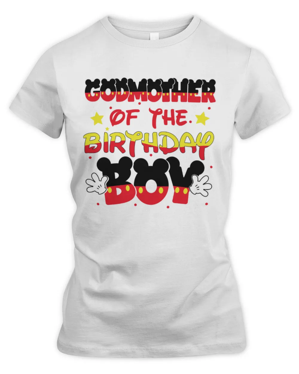 Godmother Of The Birthday Boy Mickey Women's Premium Slim Fit Tee white s