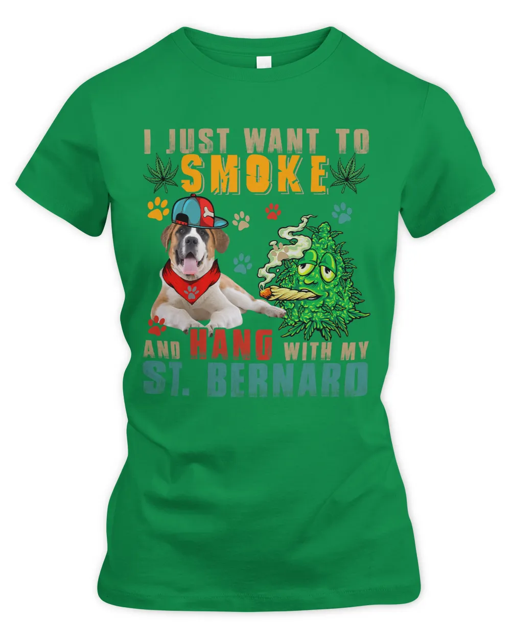 Vintage Smoke And Hang With My St. Bernard Funny Smoker Weed