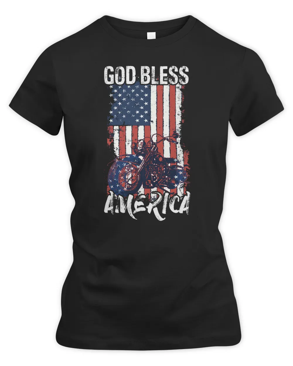 Vintage Motorcycle American Flag God Bless America