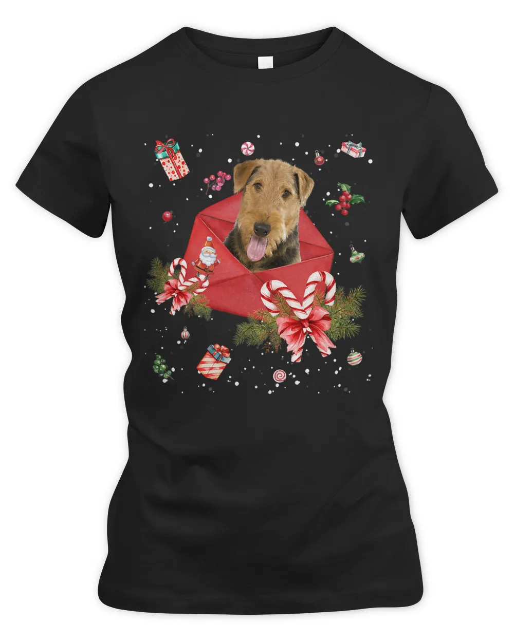 Airedale Terrier Dog In Christmas Card Ornament Pajama Xmas441