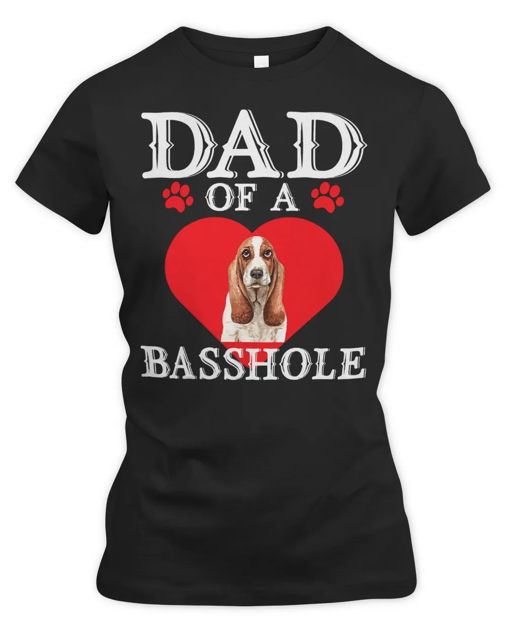 Mens Basshole Dad Funny Cute Basset Hound Dog Lovers Daddy T-Shirt