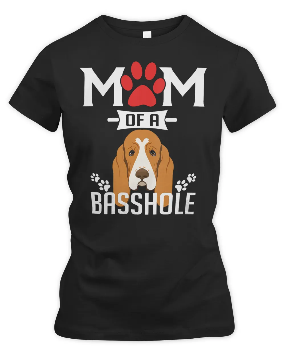 Womens Mom of a Basshole Funny Basset Hound Dog Mom V-Neck T-Shirt