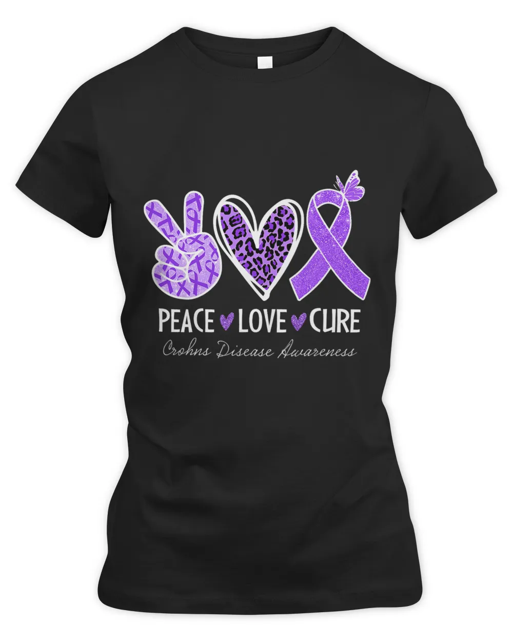 Crohns Disease Awareness Peace Love Cure Leopard