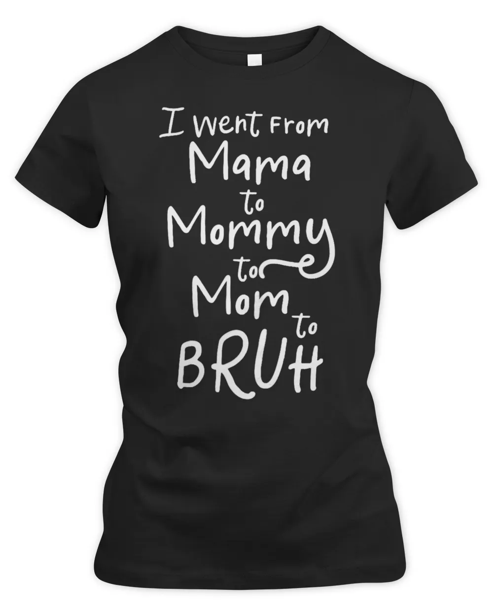 Womens I Went From Mama To Mommy To Mom To Bruh Baby Mom Fur Mama