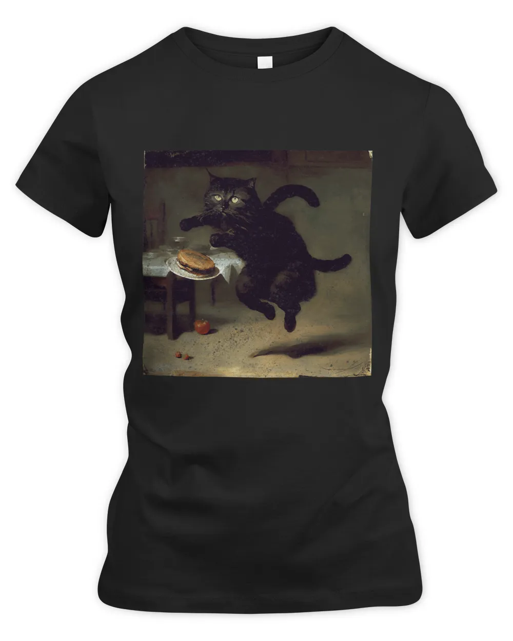 Black Cat Jumping Hamburger