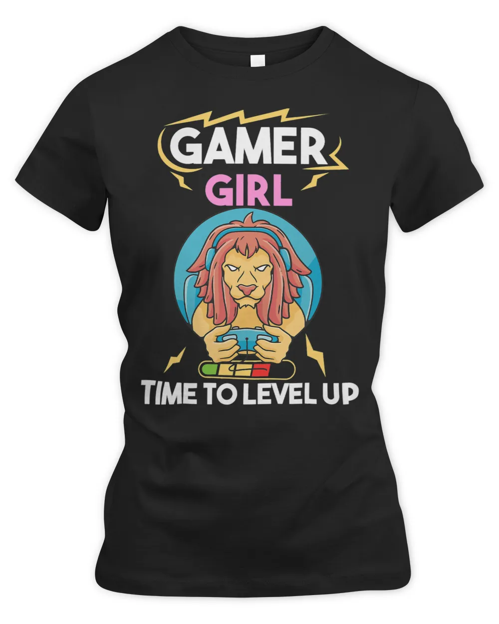 Gamer Girl Time to Level Up Lion Gaming Video Game Birthday