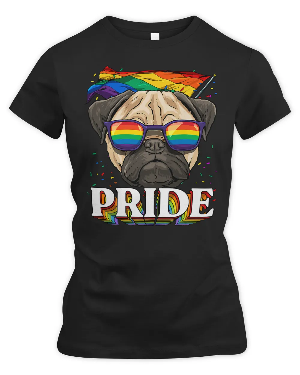 Pug Lover LGBT Pug Gay Pride LGBTQ Rainbow Flag Sunglasses 108 Pugs Dog