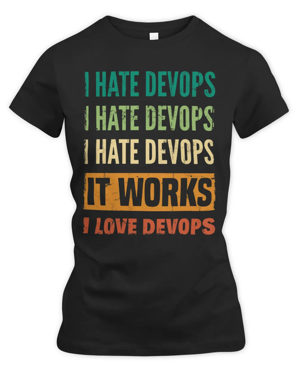 DevOps Engineer Cloud Computing I Hate DevOps I Love DevOps Women's Premium Slim Fit Tee black s