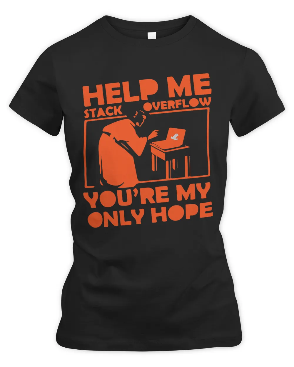 Programmer help me stack overflow Women's Premium Slim Fit Tee black s