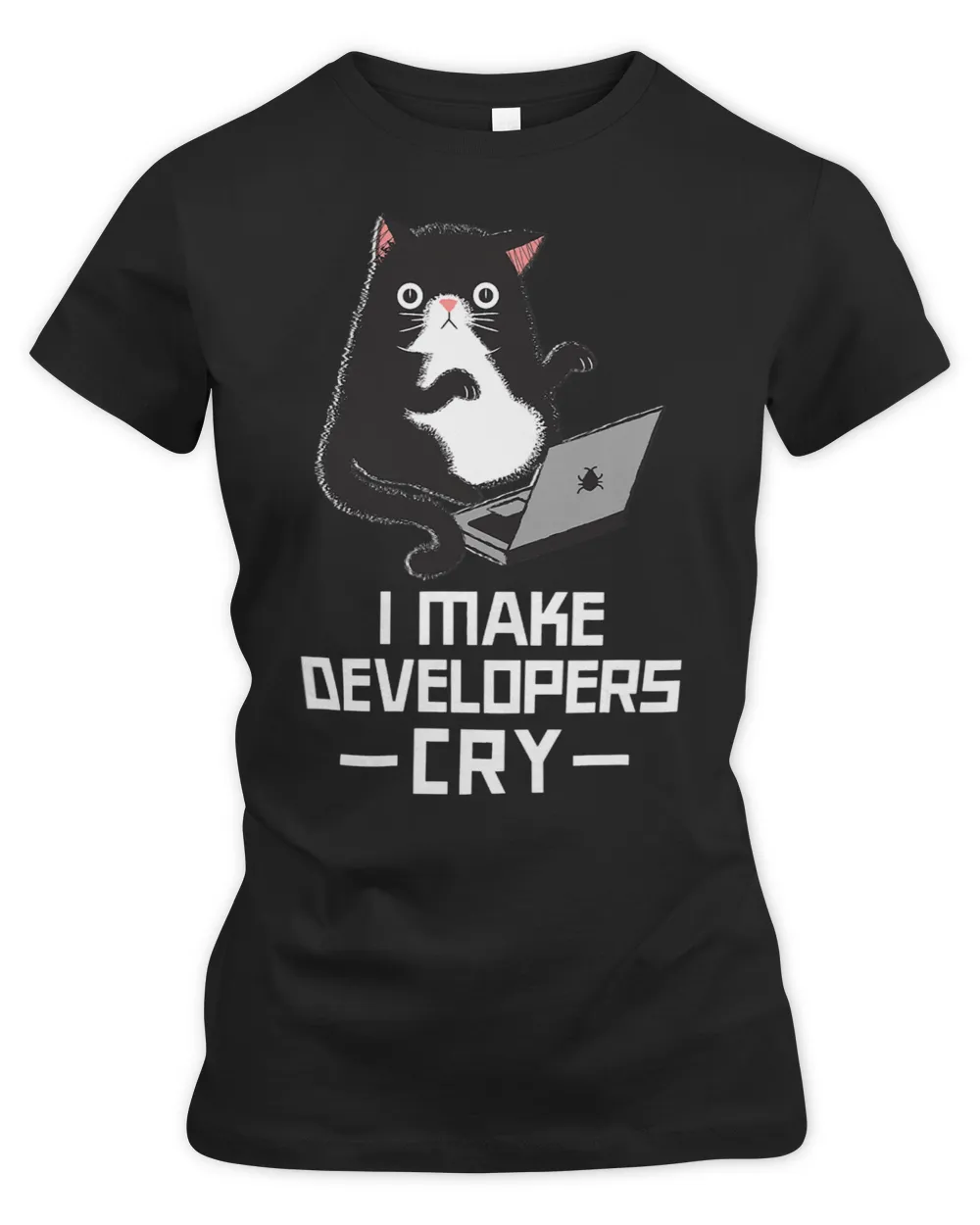 Funny QA Shirt IT Shirt QA Merch for QA Engineer QA Tester Women's Premium Slim Fit Tee black s