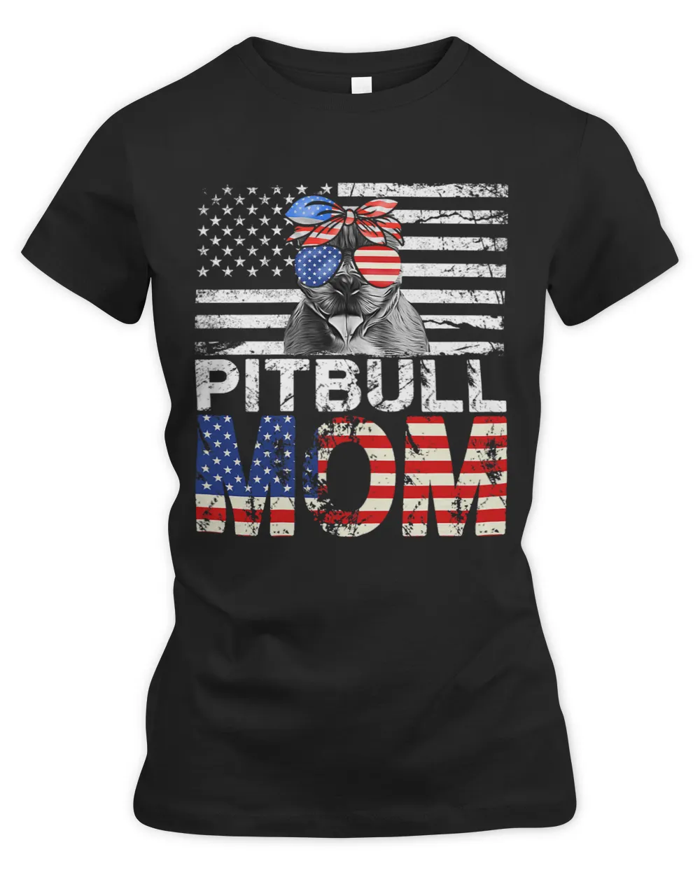 Womens Cool Pitbull Mom USA Flag Patriotic Mothers Day