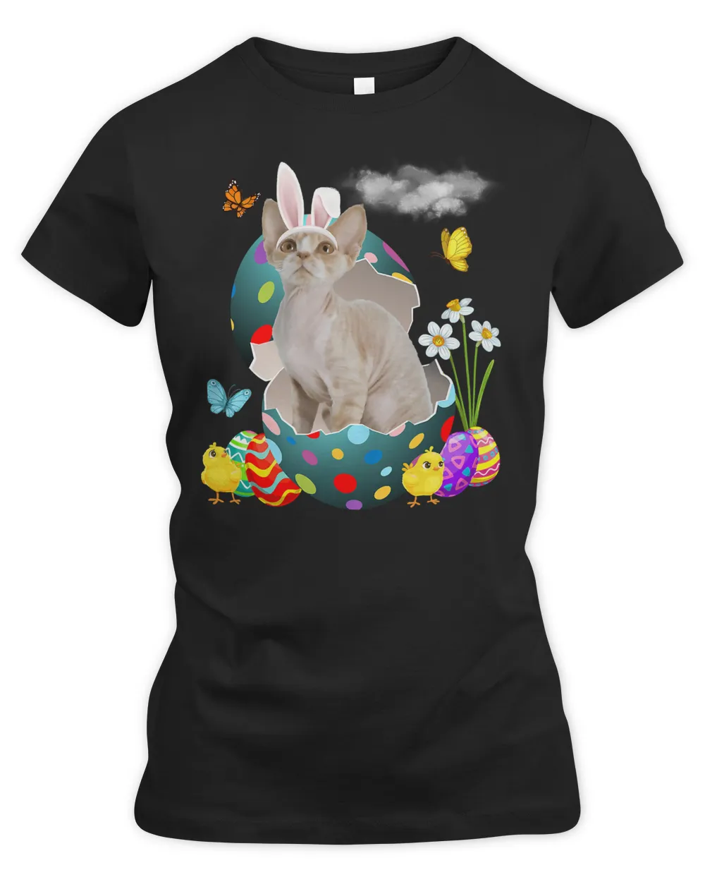 Easter Eggs Devon Rex Bunny Cat Gifts Cat Dad Cat Mom T-Shirt