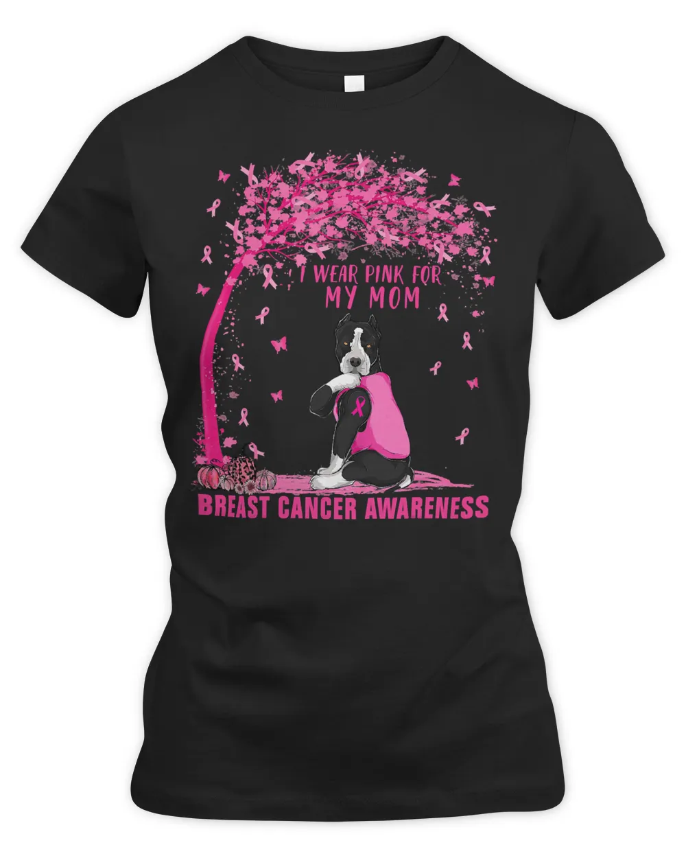 Pitbull Lover Dog I Wear Pink For My Mom Pitbull Dog Breast Cancer Awareness 238 paw Pitbulls