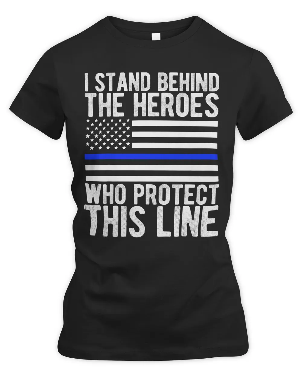 Thin Blue Line Flag - Police Hero Law Enforcement Support T-Shirt
