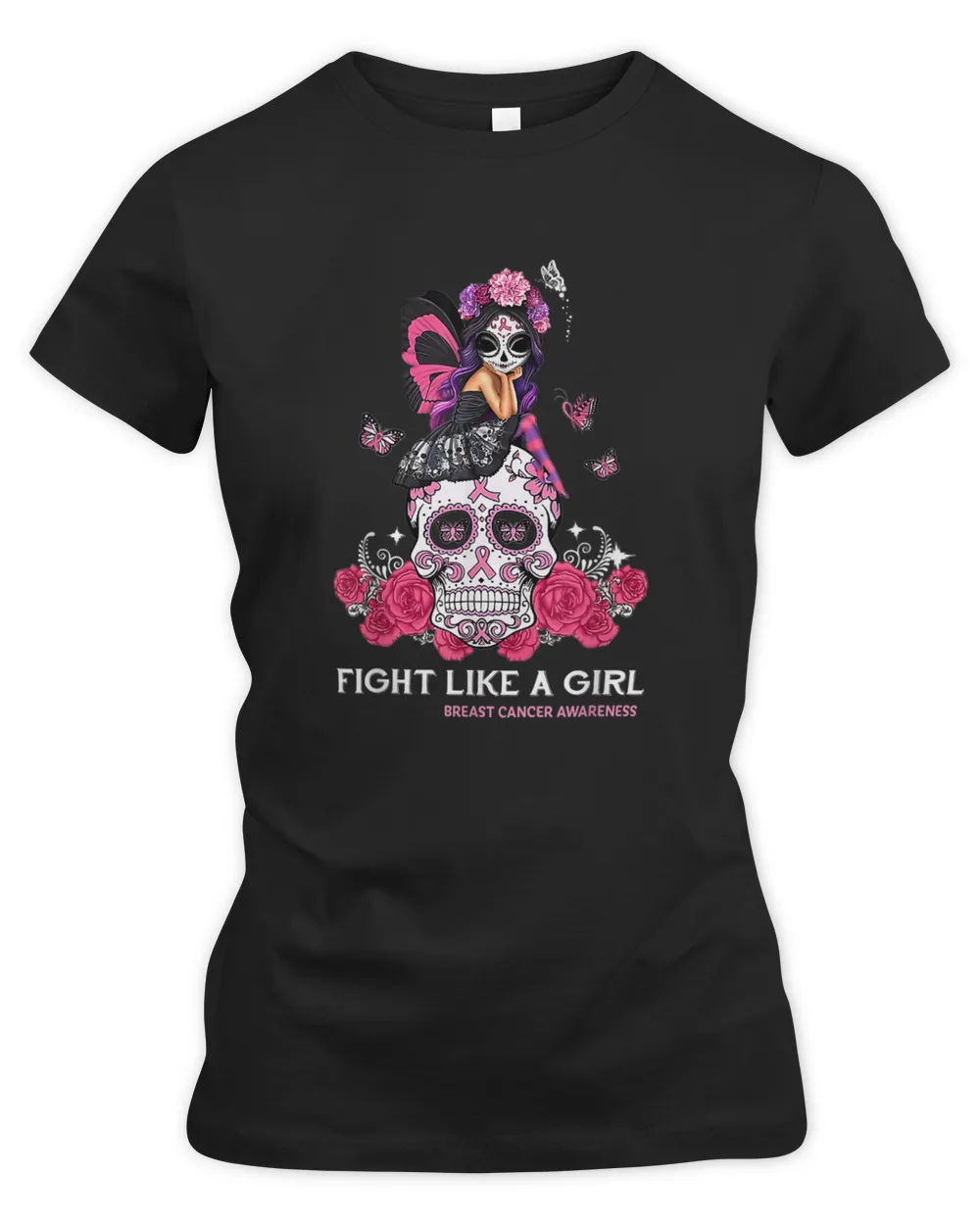 Sugar Skull Fight Breast Cancer Awareness Like A Girl