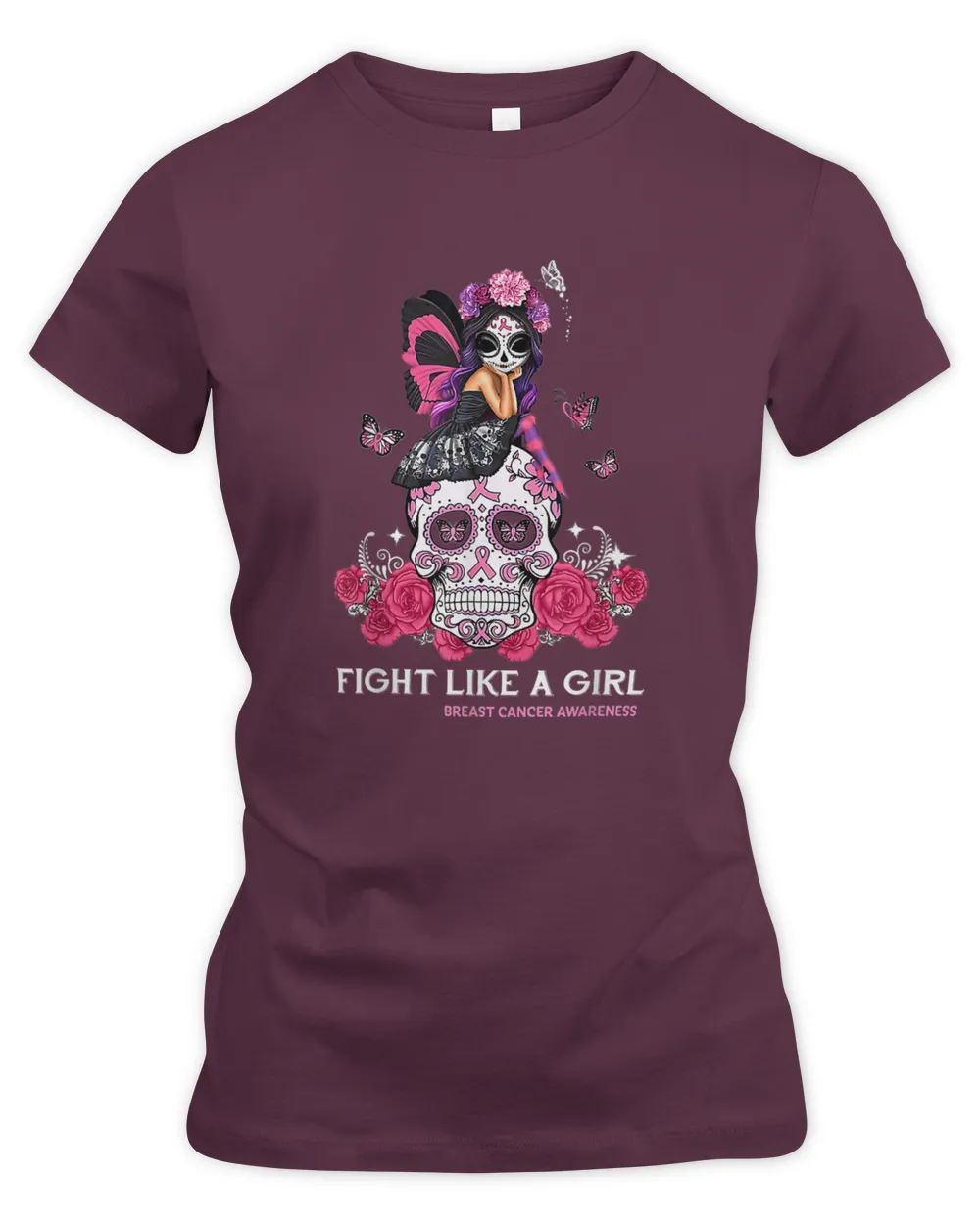 Sugar Skull Fight Breast Cancer Awareness Like A Girl