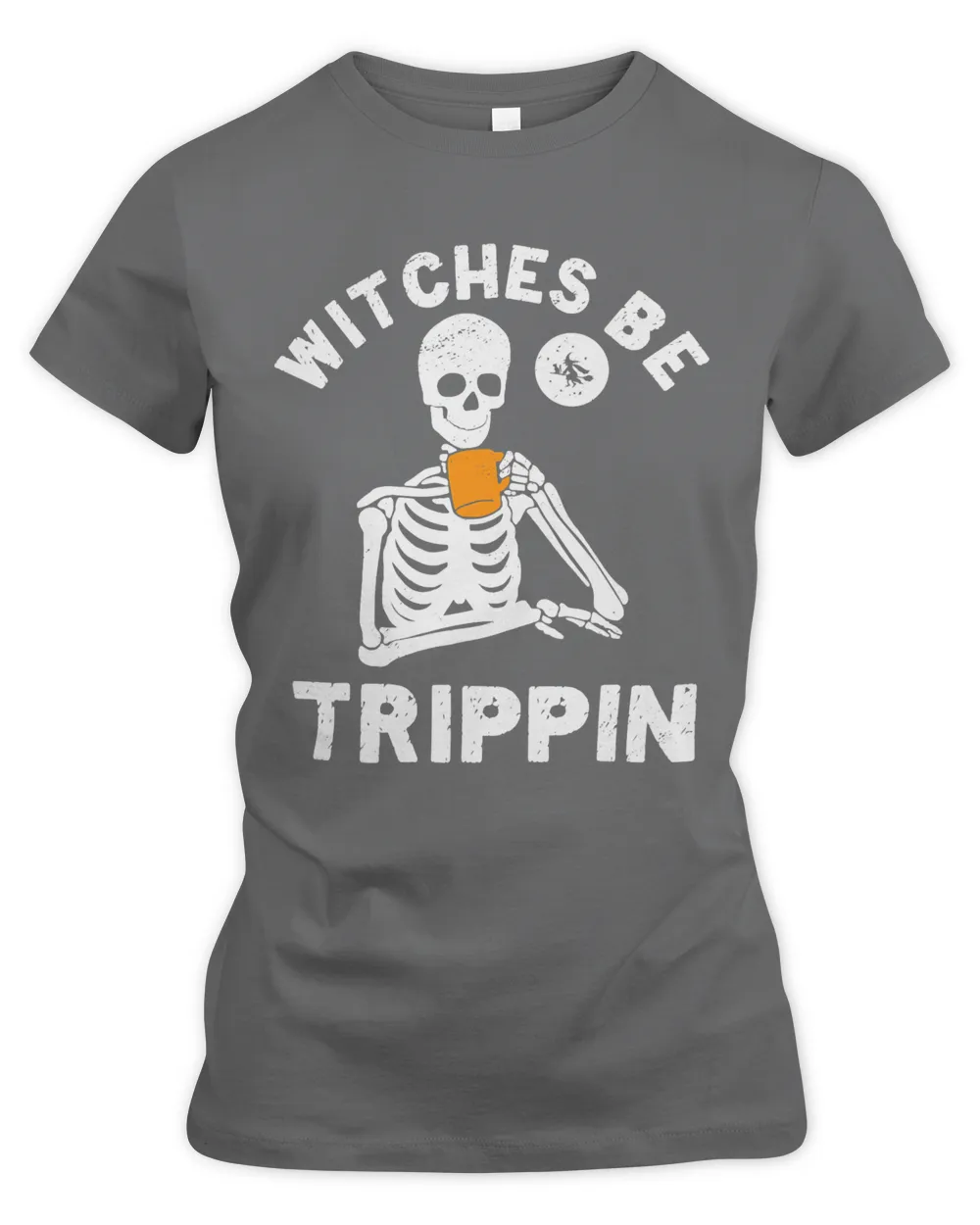 Witches Be Trippin Halloween Skeleton Beer Flying Witch103