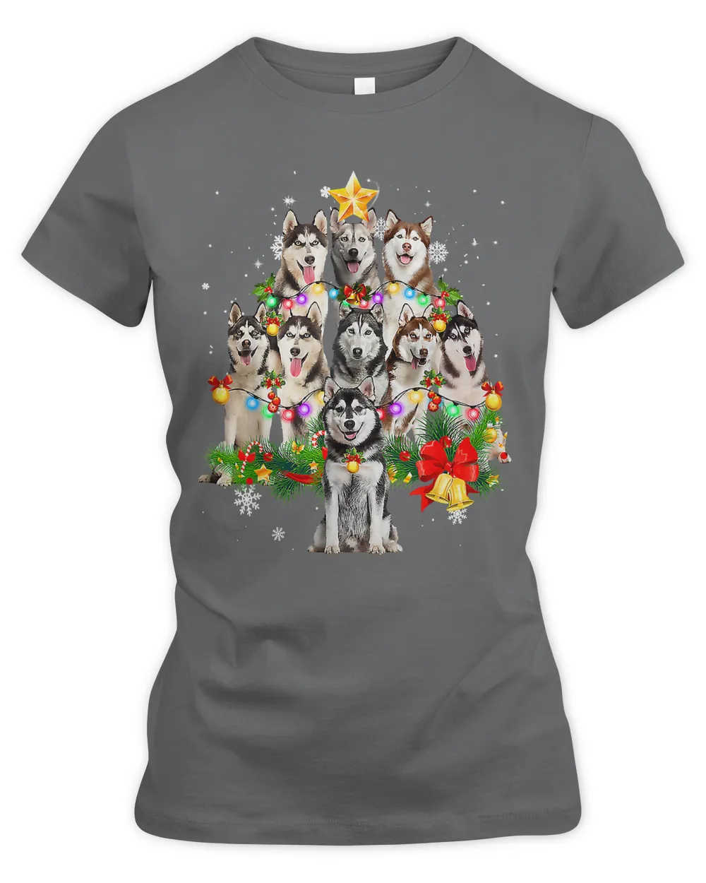 Siberian Husky Christmas Tree Dog Lights Pajamas Xmas Gift189