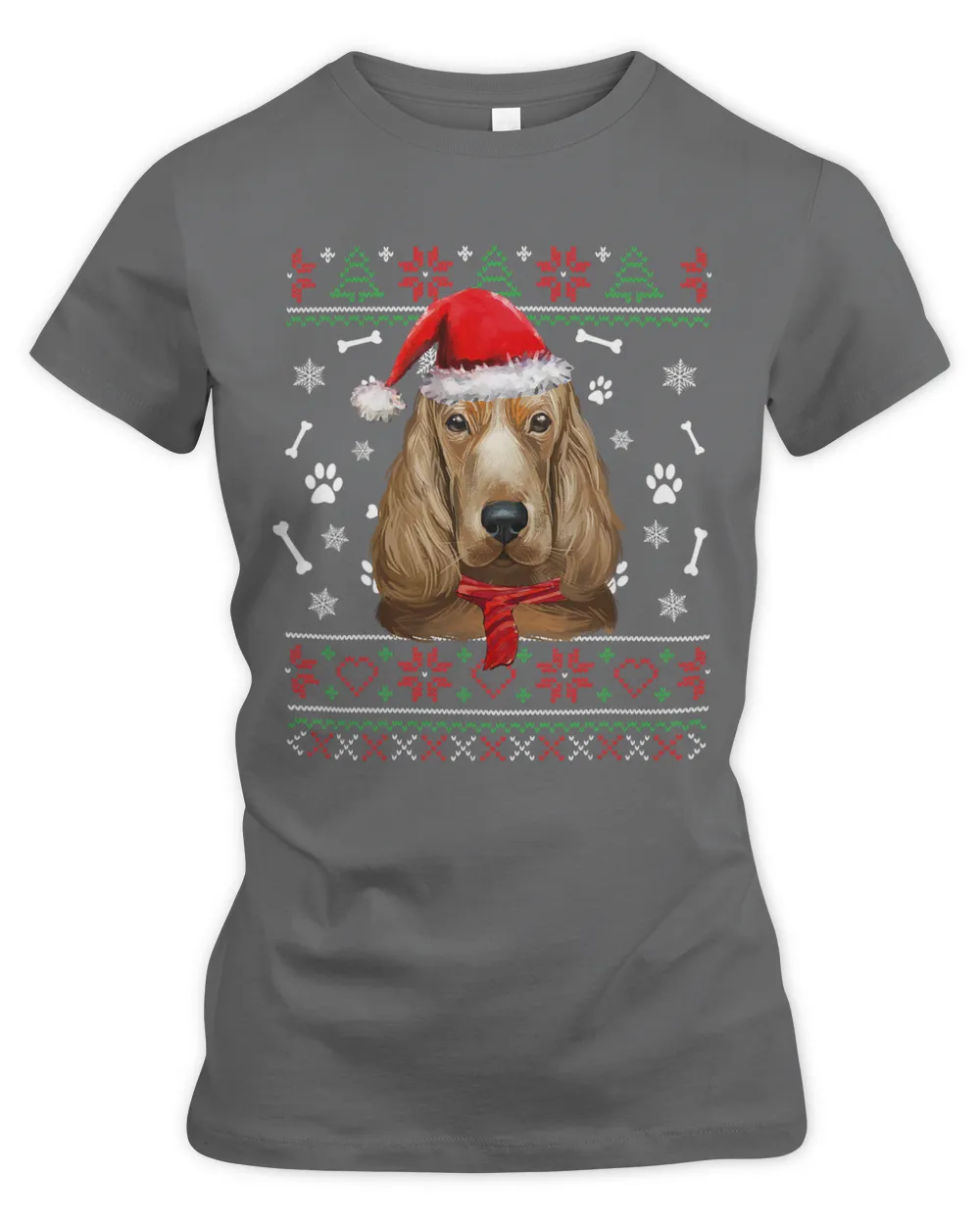 Ugly Sweater Christmas Cocker Spaniel Santa Hat Pajama Xmas