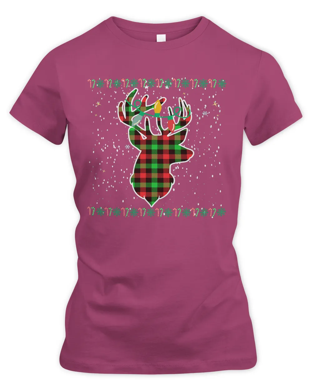 Deer Red Green Buffalo Plaid Deer Head Reindeer Christmas Pajama 39