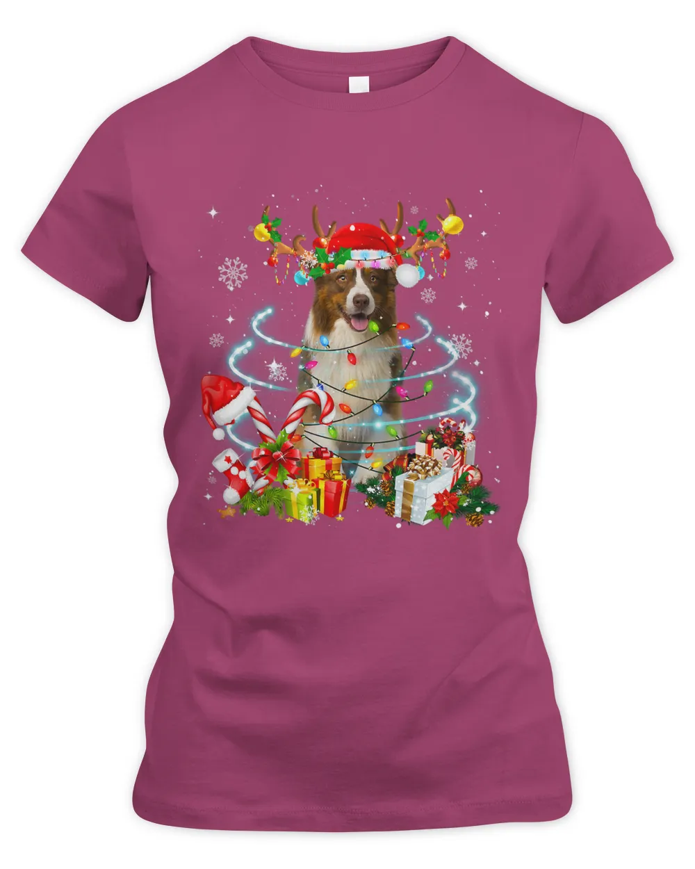 Border Collie Reindeer Christmas Tree Lights Pajama Dog Xmas 186