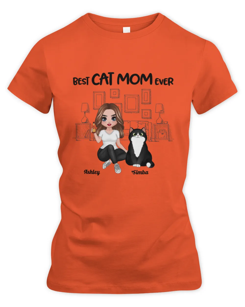 Outline Background In House Best Cat Mom Ever Personalized QTCAT241222A1