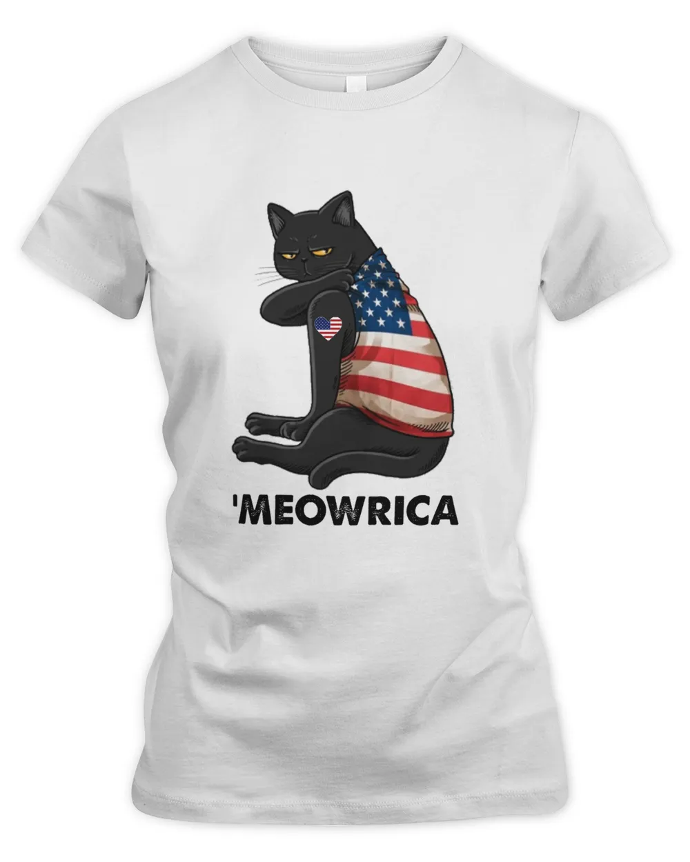 Black Cat Kitty Meowrica Flag Kitten Cat