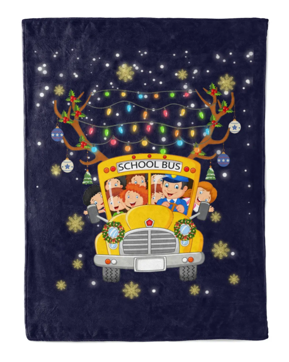 School Bus With String Lighting Christmas