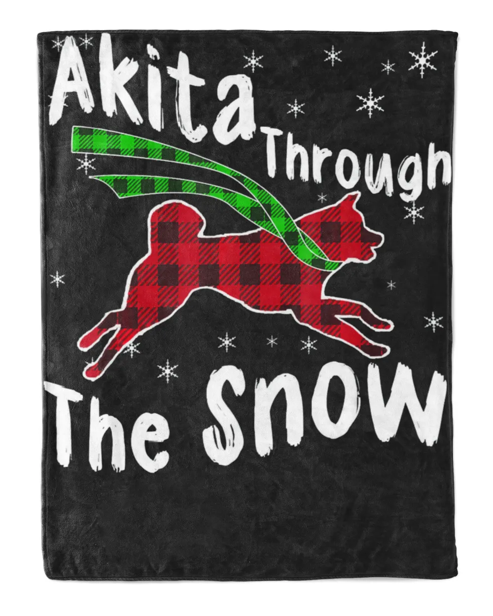 Akita Through The Snow Tee Plaid Snowflakes Lover Gifts T-Shirt